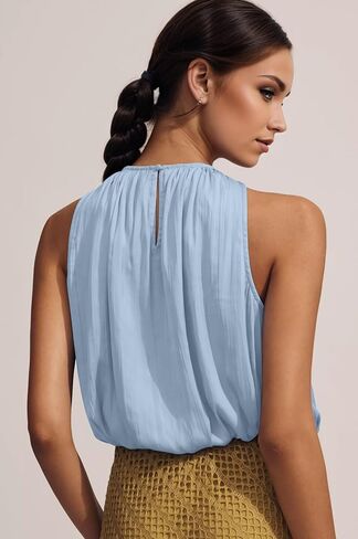 Ythomm Women’s Halter Crop Bubble Tops Summer Sleeveless Crewneck Puffy Hem Cropped Tank Tops Fitted Cute Going Out Shirt Top in Saudi Arabia