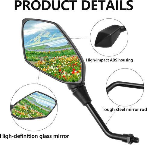 Universal 8mm/10mm Rearview Mirrors with 7/8" Handlebar Mount Side Mirror for Motorcycle ATV Scooter Moped Dirt Bike Quad Honda Shadow VTX CMX250 for Yamaha Suzuki (Octogonal) in Saudi Arabia