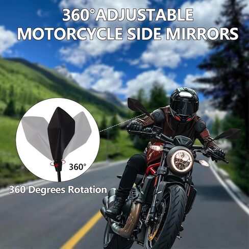 Universal 8mm/10mm Rearview Mirrors with 7/8" Handlebar Mount Side Mirror for Motorcycle ATV Scooter Moped Dirt Bike Quad Honda Shadow VTX CMX250 for Yamaha Suzuki (Octogonal) in Saudi Arabia