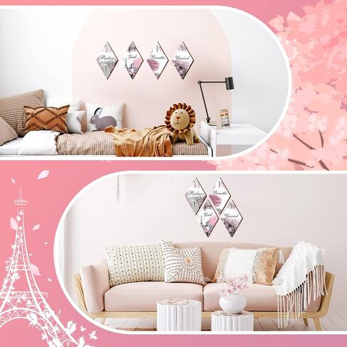 Gerrii Pink and Grey Bathroom Decor Pink Paris Decor Relax Soak Unwind Breathe Pink Gray Wall Art Pink Bathroom Accessories (Rectangle, 14.57 x 5.79 Inch) in Kuwait