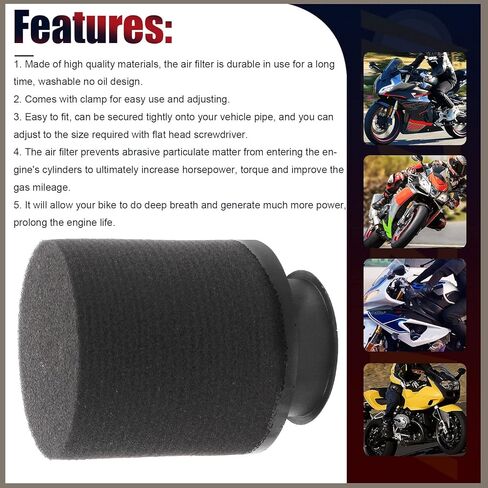 Universal 35mm 36mm 37mm أسود مزدوج الرغوة مرشح أداء Pod Pode لـ 50cc - 90cc 110cc 125cc Quad Scooter Go Kart Moped Pit Dirt Super Bike in Saudi Arabia