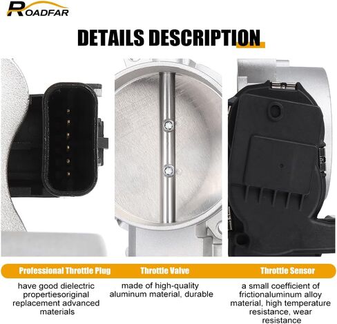 Roadfar Throttle Body Fit for 2015-2023 for Dodge | 2018-2021 لجيب لغراند شيروكي | 2021-2023 لـ RAM لـ 1500 68184386AD 68184386AA in Saudi Arabia