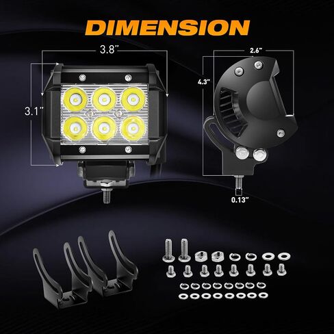 LED LID LIGHT BAR 2PCS 4INCH 18W SPOT SPOT LIGHT PODS ، حزمة LED عالية السطوع مع مجموعة تسخير الأسلاك مصابيح ضباب صعود مصابيح قيادة قوارب العمل لشاحنة سيارة غولف عربة سيارات سيارات الدفع الرباعي جيب in Saudi Arabia