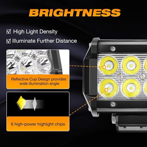 LED LID LIGHT BAR 2PCS 4INCH 18W SPOT SPOT LIGHT PODS ، حزمة LED عالية السطوع مع مجموعة تسخير الأسلاك مصابيح ضباب صعود مصابيح قيادة قوارب العمل لشاحنة سيارة غولف عربة سيارات سيارات الدفع الرباعي جيب in Saudi Arabia