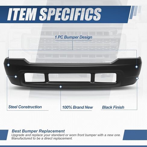 Auto Dynasty Front Bumper Face Bar Compatible with 2000-2004 Ford F-250 F-350 Super Duty, FO1002365, Paint to Match Black in Saudi Arabia