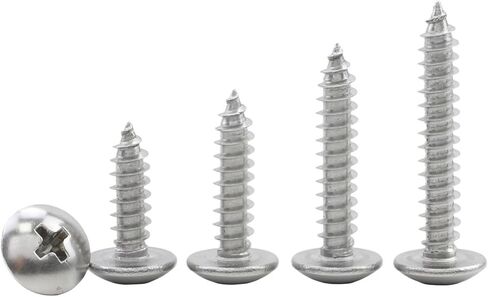 Pack of 10/30 Stainless Steel Tapping Screws with Round Head - Large Round Head Furniture Screws for Wood and Metal Applications (18 mm, M5 10pcs) in Kuwait