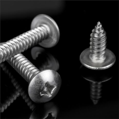 Pack of 10/30 Stainless Steel Tapping Screws with Round Head - Large Round Head Furniture Screws for Wood and Metal Applications (18 mm, M5 10pcs) in Kuwait