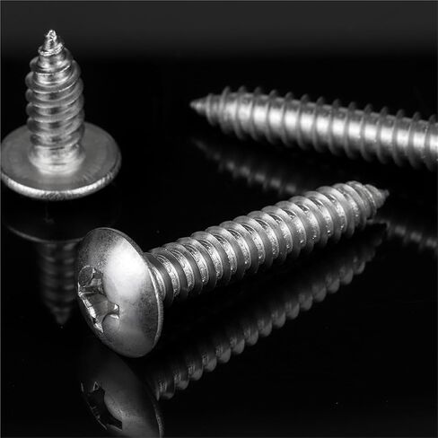 Pack of 10/30 Stainless Steel Tapping Screws with Round Head - Large Round Head Furniture Screws for Wood and Metal Applications (18 mm, M5 10pcs) in Kuwait