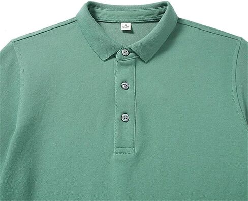Men Lapel Polo Shirt Men's Long Sleeve Polo Shirt Solid Color Business Casual Golf Work Shirts in Saudi Arabia