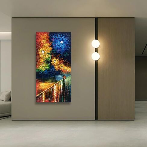 Alenoss Hand Painted Modern 3D Abstract Oil Painting 24x48 Inches Large Forest Landscape Textured Canvas Wall Art Green Artwork for Wall Decoration in Kuwait