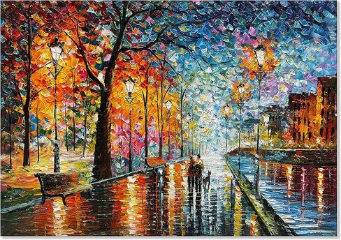 Alenoss Hand Painted Modern 3D Abstract Oil Painting 24x48 Inches Large Forest Landscape Textured Canvas Wall Art Green Artwork for Wall Decoration in Kuwait
