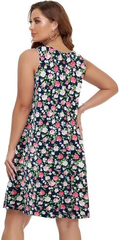 بيلاروي النساء غير الرسمي فساتين الشاطئ الصيفية بالإضافة إلى الحجم Sundress v جيوب الرقبة فستان سوينغ دبوس تغطية in Saudi Arabia
