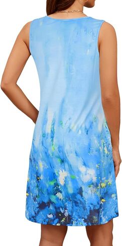 Blutime Summer Dresses for Women 2025 Boho Sleeveless Sundresses Beach Swimsuit Cover ups Casual Tank Dress with Pockets in Kuwait
