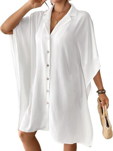 BSUBSEACH Swimsuit Coverup for Women Twlar Suilar Suit Tove Up for Swimwear Button Down Beach Dresses in Kuwait