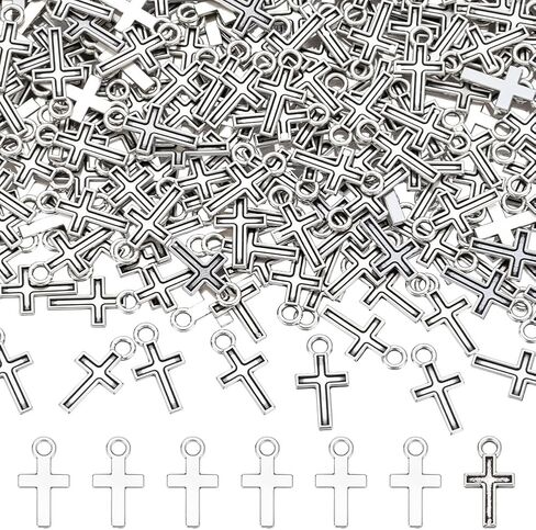 300pcs Cross Charms Gold Silver Alloy Curcifix charms argenants with hole for Jewelry Making Accessory Supplies Bracelet Necklace danger inring keychain prose backpack charm diy craft in Kuwait