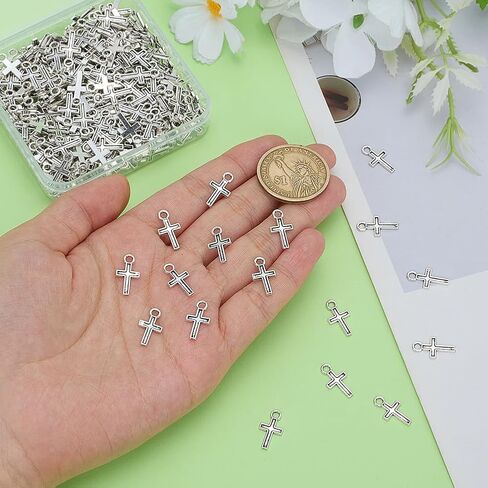300pcs Cross Charms Gold Silver Alloy Curcifix charms argenants with hole for Jewelry Making Accessory Supplies Bracelet Necklace danger inring keychain prose backpack charm diy craft in Kuwait
