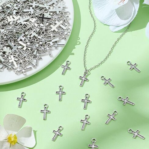 300pcs Cross Charms Gold Silver Alloy Curcifix charms argenants with hole for Jewelry Making Accessory Supplies Bracelet Necklace danger inring keychain prose backpack charm diy craft in Kuwait