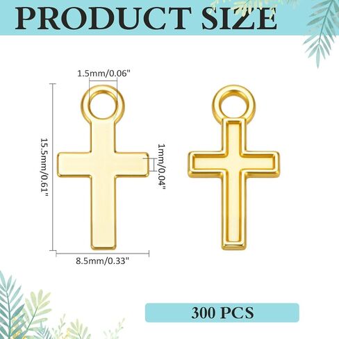 300Pcs Cross Charms Gold Silver Alloy Curcifix Charms Pendants with Hole for Jewelry Making Accessory Supplies Bracelet Necklace Dangle Earring Keychain Purse Backpack Charm DIY Craft in Kuwait