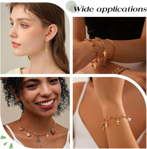 300Pcs Cross Charms Gold Silver Alloy Curcifix Charms Pendants with Hole for Jewelry Making Accessory Supplies Bracelet Necklace Dangle Earring Keychain Purse Backpack Charm DIY Craft in Kuwait