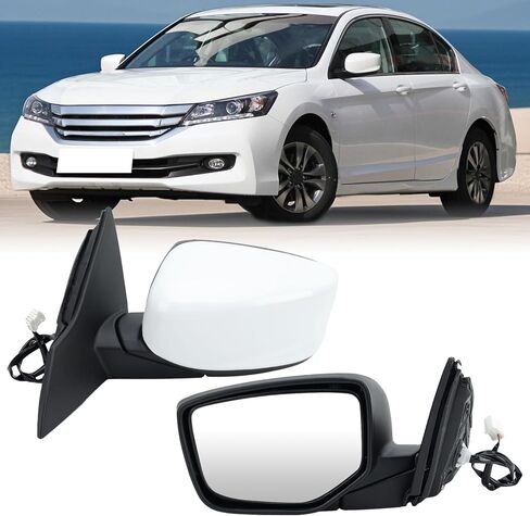 Right Passenger Side Mirror Compatible with Honda Accord Sedan/Coupe 2013 2014 2015 2016 2017 Power Glass Manual Folding Non-Heated Door View Mirrors Replace #76208T2FA11 3 Pins Paintable (Black) in Kuwait