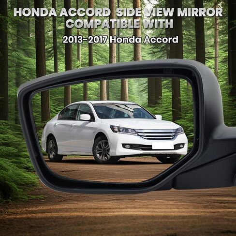 Right Passenger Side Mirror Compatible with Honda Accord Sedan/Coupe 2013 2014 2015 2016 2017 Power Glass Manual Folding Non-Heated Door View Mirrors Replace #76208T2FA11 3 Pins Paintable (Black) in Kuwait