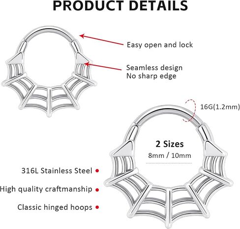 16g Spider Web Cartilage arring altoen reples حلقات الحاجز القوط in Kuwait