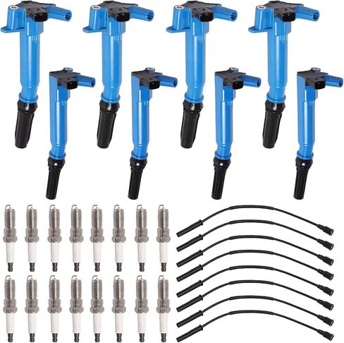 ENA Set of 8 Blue Ignition Coil with 16 Platinum Spark Plug and Wire Set Compatible with Ford 2017 E-350 Super Duty 2010-2014 F-150 2011-2017 F-250 Super Duty 2011-2017 F-350 Super Duty 6.2L in Saudi Arabia