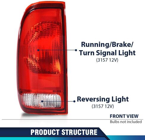 Pit66 Lights Lights المصابيح الخلفية زوج مع المصابيح/ O لمصابيح متوافقة مع Ford F150 Stepside 1997-2004/ FIT FORD F250 F350 F450 F550 Super Duty 1999-2007 FO2801208 ، FO2800208 خلفية ضوء الذيل التجميع in Kuwait