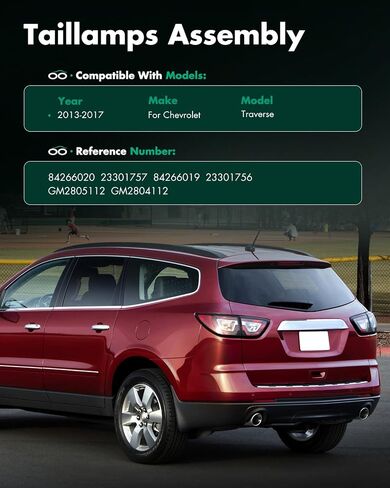 Scitoo Taillight Assembly Fit for Chevrolet Traverse 2013-2017 Red Housing Clear Clear Lens Bairamps in Saudi Arabia