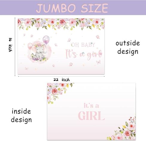 Large Baby Shower Card with Envelope for Boy, 22 x 14 inch Blue Elephant Giant Baby Shower Greeting Card for Baby Shower Decorations, Oh Baby It's a Boy Jumbo Gender Reveal Guest Book Party Supplies in Kuwait