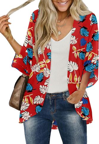 BB&KK Women's Floral Kimono Summer Short Cover Ups Tops in Kuwait