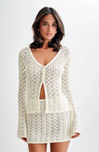 VOIKERDR White Cover Up Crochet Sets Two Piece Women Skirt Set Summer Beach Coverup in Kuwait