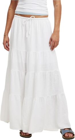 Women's Maxi Skirts Flowy Skirt Elastic High Waist Pleated A-Line Flared Long Skirts in Saudi Arabia