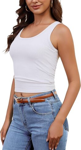 Tank Top for Women Ribbed Square Neck Sleeveless Basic Crop Tops Slim Fitted Cute Going Out Y2k Clothes Summer in Saudi Arabia