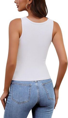 Tank Top for Women Ribbed Square Neck Sleeveless Basic Crop Tops Slim Fitted Cute Going Out Y2k Clothes Summer in Saudi Arabia
