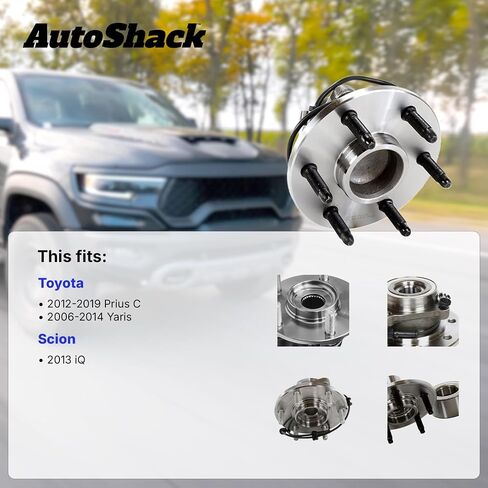 AutoShack Rear Wheel Hub Bearing Pair of 2 Driver and Passenger Side Replacement for 2006-2008 2009 2010 2011 2012 2013 2014 Toyota Yaris 2012-2019 Prius C 2013 Scion iQ 1.5L FWD 4-Lug HB612372PR in Saudi Arabia