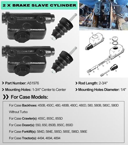 A51976 L25419 Brake Master & Slave Cylinder Kit for Case 430 450 450b 480 480b 480c 480d 580 580b 580c 850b 850d 855c - 2 sets in Saudi Arabia
