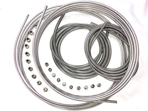 Stop Shop Stop Stainless Steel 3/16 "و 1/4" مجموعة خط الفرامل ، 16 قدم ملفات - تركيبات غير قابلة للصدأ ودروع متضمنة ، مصنوعة في الولايات المتحدة الأمريكية in Kuwait