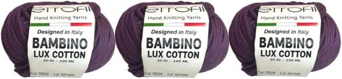 3pk Bambino Lux Cotton Yarn ، متماسكة والكروشيه ، مزيج أكريليك قطني عضوي ، طفل و Amigurumi ، 150 جم ، 315 متر (أزرق فاتح) in Kuwait
