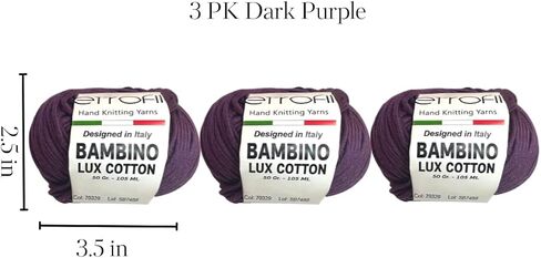 3pk Bambino Lux Cotton Yarn ، متماسكة والكروشيه ، مزيج أكريليك قطني عضوي ، طفل و Amigurumi ، 150 جم ، 315 متر (أزرق فاتح) in Kuwait