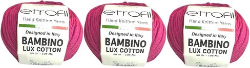 3pk Bambino Lux Cotton Yarn ، متماسكة والكروشيه ، مزيج أكريليك قطني عضوي ، طفل و Amigurumi ، 150 جم ، 315 متر (أزرق فاتح) in Kuwait