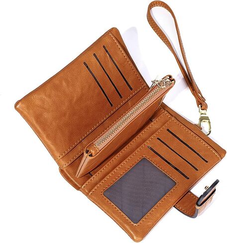 محافظ للنساء الجلود الصغيرة RFID WALETS BIFOLD MEDILEDS Pillfolds للنساء معصم ثلاثي المدمجة مع حامل بطاقة عملة المعصم (أسود) in Saudi Arabia