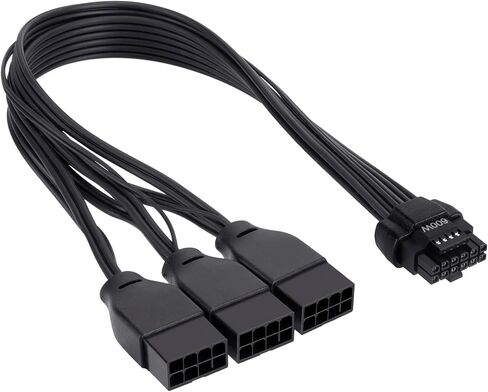 كابل تمديد PCI-e 5.0، 16 دبوس (12+4) ذكر إلى PCIE 3x8Pin(6+2) كابل تمديد أنثى، كابل 12VHPWR 16AWG متوافق مع GPU RTX 3090Ti 4070Ti 4080 4090 مصدر طاقة بطاقة الرسومات (30 سم) (أسود) in Saudi Arabia