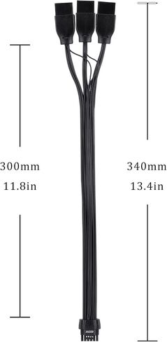 كابل تمديد PCI-e 5.0، 16 دبوس (12+4) ذكر إلى PCIE 3x8Pin(6+2) كابل تمديد أنثى، كابل 12VHPWR 16AWG متوافق مع GPU RTX 3090Ti 4070Ti 4080 4090 مصدر طاقة بطاقة الرسومات (30 سم) (أسود) in Saudi Arabia