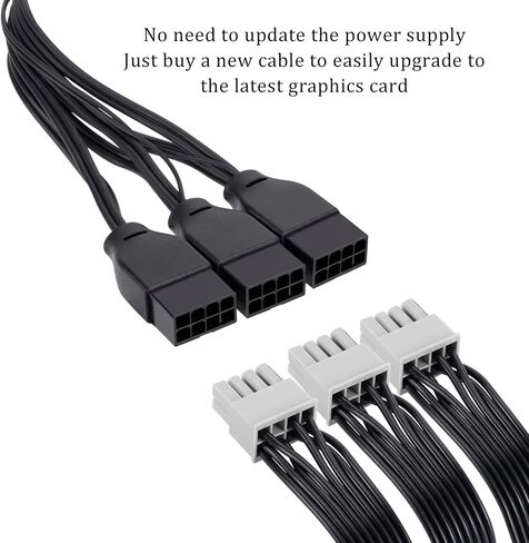 كابل تمديد PCI-e 5.0، 16 دبوس (12+4) ذكر إلى PCIE 3x8Pin(6+2) كابل تمديد أنثى، كابل 12VHPWR 16AWG متوافق مع GPU RTX 3090Ti 4070Ti 4080 4090 مصدر طاقة بطاقة الرسومات (30 سم) (أسود) in Saudi Arabia