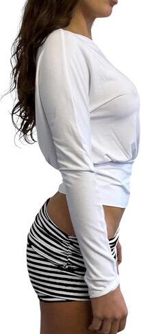 Women Y2K Foldover Micro Shorts Low Rise Elastic Waist Striped/Polka Dots Print Mini Shorts Egirls Streetwear in Saudi Arabia