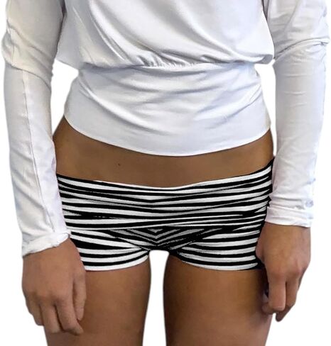 Women Y2K Foldover Micro Shorts Low Rise Elastic Waist Striped/Polka Dots Print Mini Shorts Egirls Streetwear in Saudi Arabia