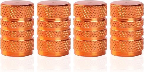 4pcs صمامات الإطارات جذع ، غطاء قبعة قبعة الصمامات من سبيكة الألومنيوم ، غطاء صمام مقاوم للتسرب ، Universal for Car Truck Motorcycle Suv Bike (Orange) in Kuwait