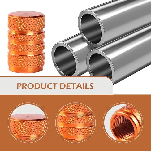 4pcs صمامات الإطارات جذع ، غطاء قبعة قبعة الصمامات من سبيكة الألومنيوم ، غطاء صمام مقاوم للتسرب ، Universal for Car Truck Motorcycle Suv Bike (Orange) in Kuwait
