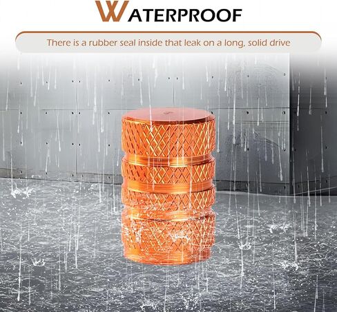 4pcs صمامات الإطارات جذع ، غطاء قبعة قبعة الصمامات من سبيكة الألومنيوم ، غطاء صمام مقاوم للتسرب ، Universal for Car Truck Motorcycle Suv Bike (Orange) in Kuwait